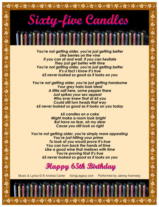 65th Birthday Wishes
 Sixty five Candles Happy 65th Birthday Original Sixty