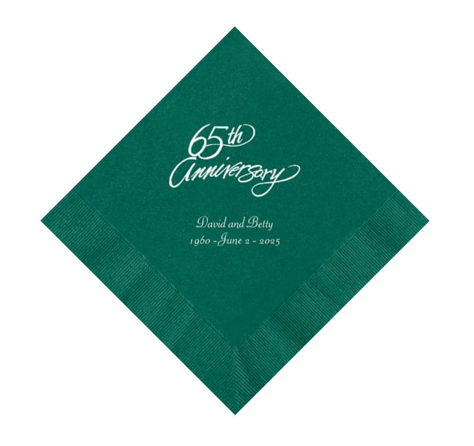 65th Wedding Anniversary Color
 65th Wedding Anniversary Napkins Personalized Set of 100