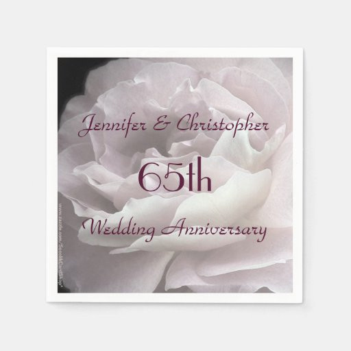 65th Wedding Anniversary Color
 Pink Rose Paper Napkins 65th Wedding Anniversary Paper