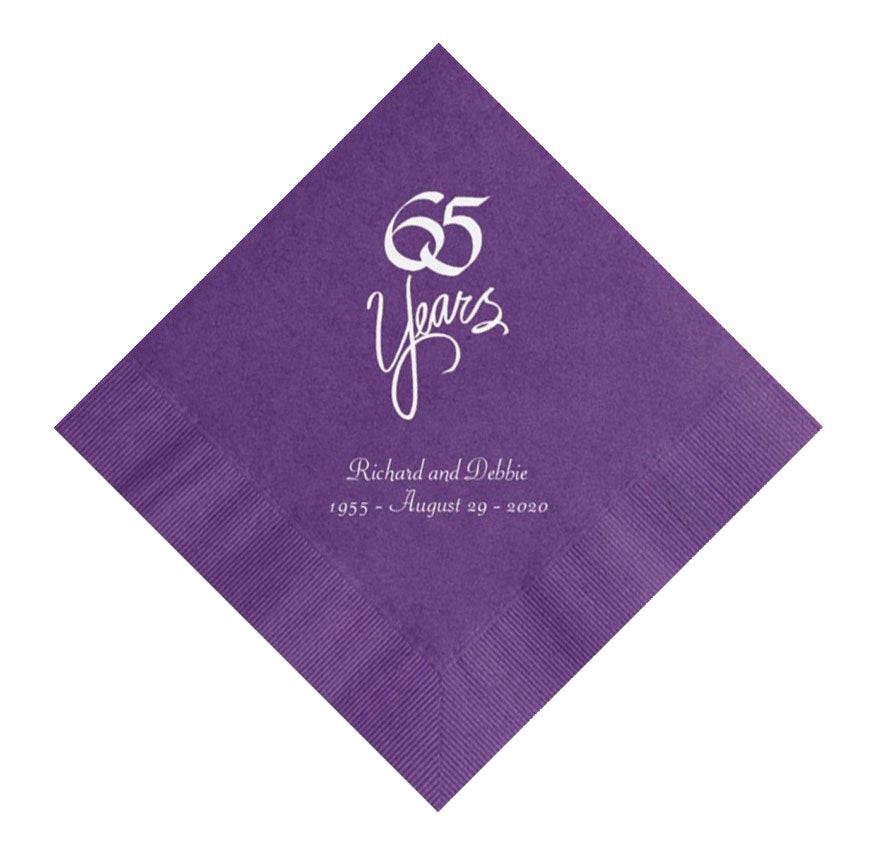 65th Wedding Anniversary Color
 65 Years 65th Wedding Anniversary Napkins Personalized Set of