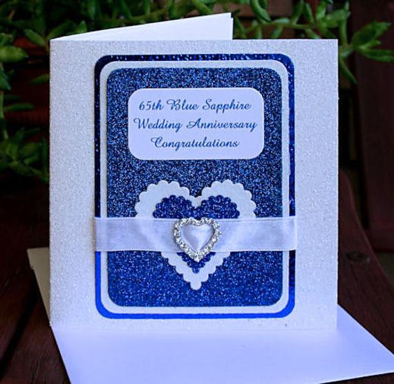 65th Wedding Anniversary Color
 65th Blue Sapphire Wedding Anniversary Card Czech by