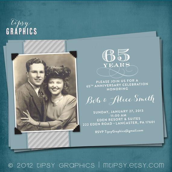 65th Wedding Anniversary Color
 Blue & Silver 65th Wedding Anniversary Invitation or by