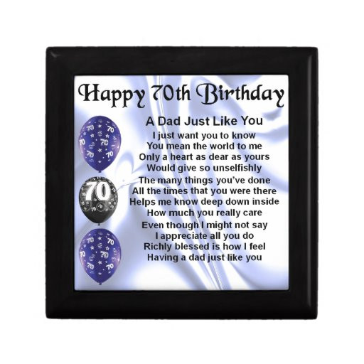 70th Birthday Gift Ideas For Dad
 Dad Poem 70th Birthday Gift Box