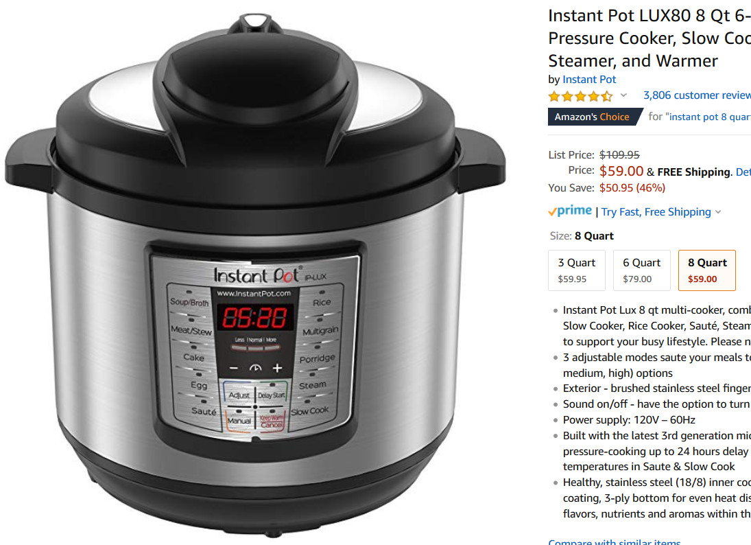 8 Qt Instant Pot Recipes
 Instant Pot 8 Qt 6 in 1 Pressure Cooker A Thrifty Mom