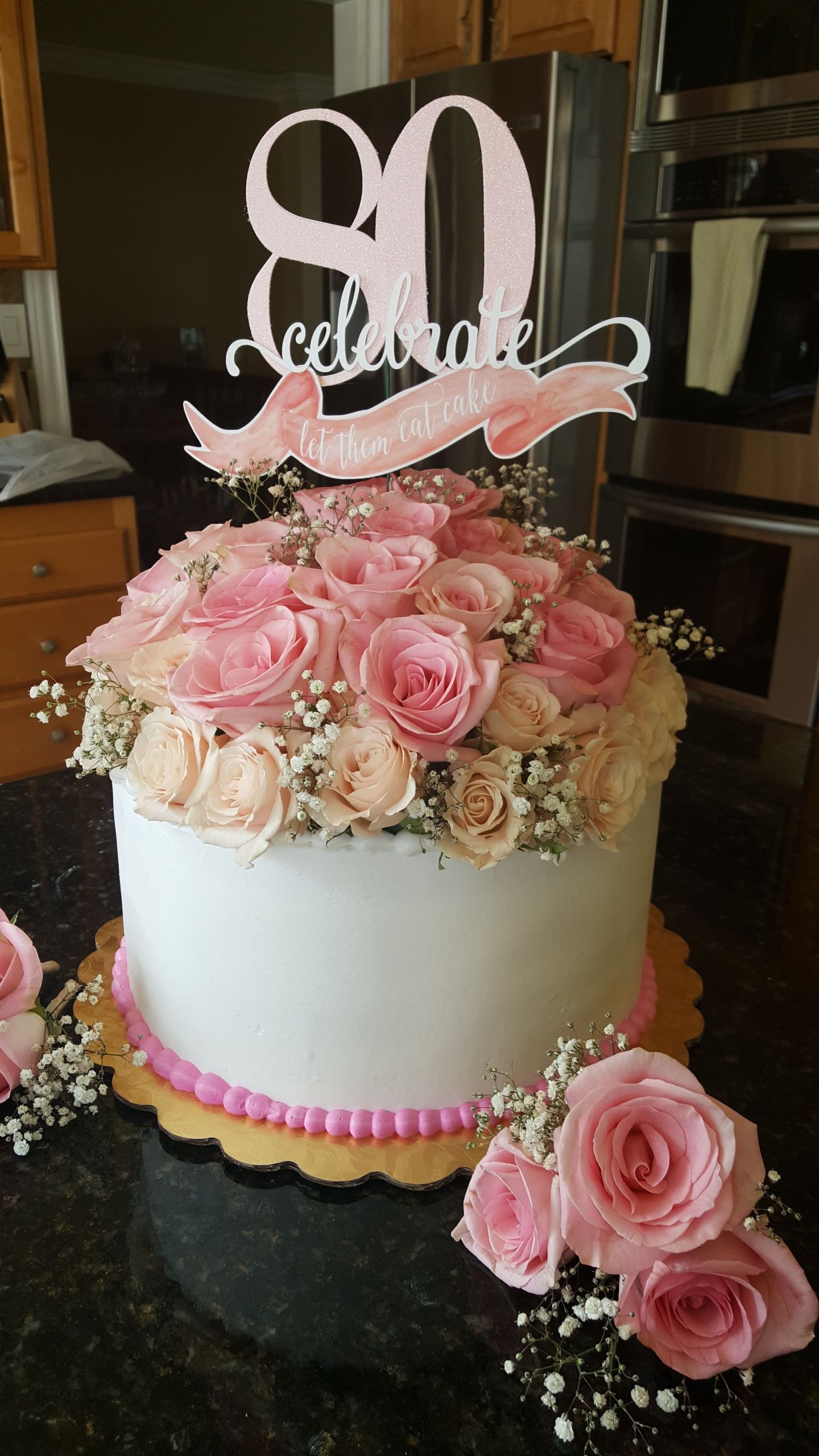 80th Birthday Cake
 80th birthday cake with fresh flower topper in 2019