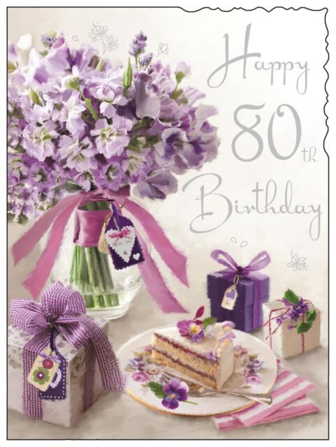 80th Birthday Cards
 Jonny Javelin Female Age 80 Happy 80th Birthday Card Cake