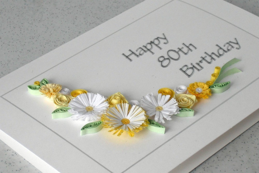80th Birthday Cards
 80th birthday greeting card handmade quilled can be for