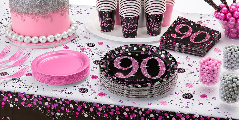 90Th Birthday Party Ideas Decorations
 Pink Sparkling Celebration 90th Birthday Party Supplies