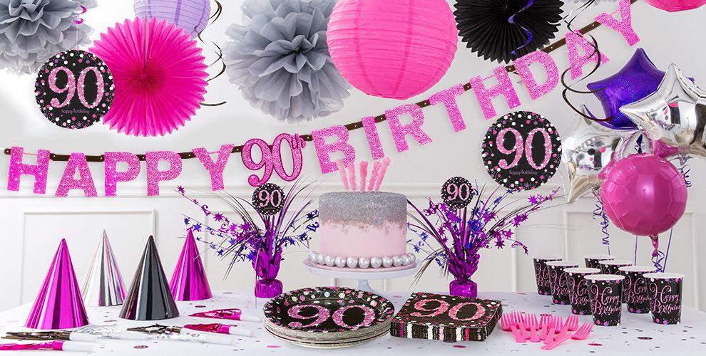 90Th Birthday Party Ideas Decorations
 Pink Sparkling Celebration 90th Birthday Party Supplies