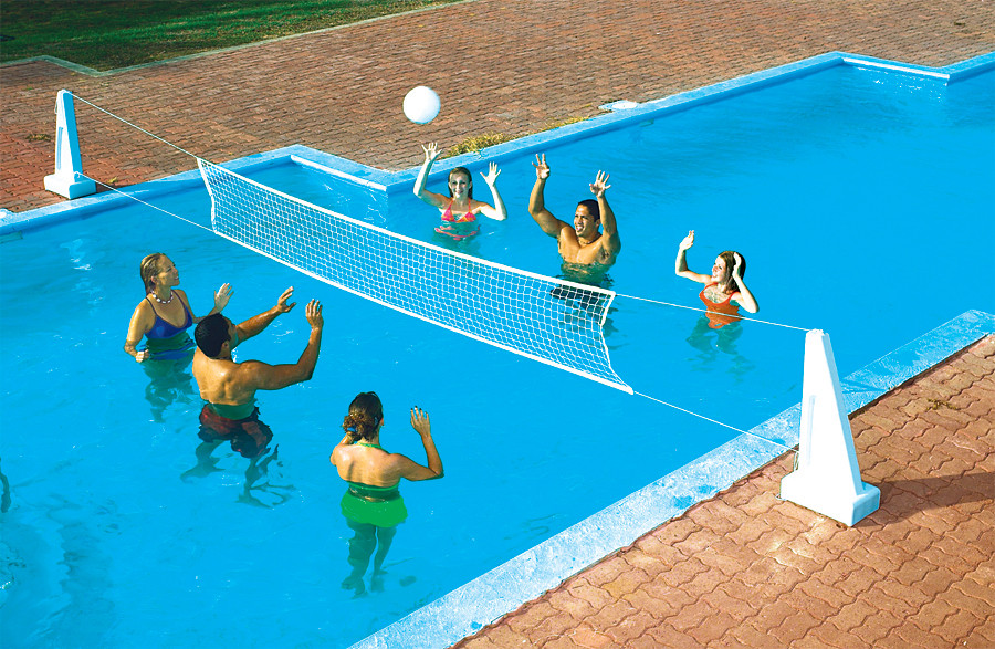 Above Ground Pool Volleyball Nets
 Pool Jam™ 2 in 1 Basketball Volleyball Game