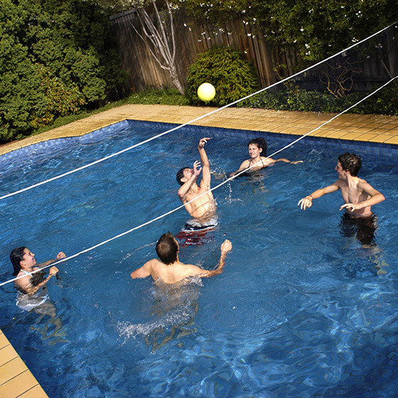 Above Ground Pool Volleyball Nets
 Pool Volley Ball 16ft 4 8mtrs Net & Ball Set Swimming