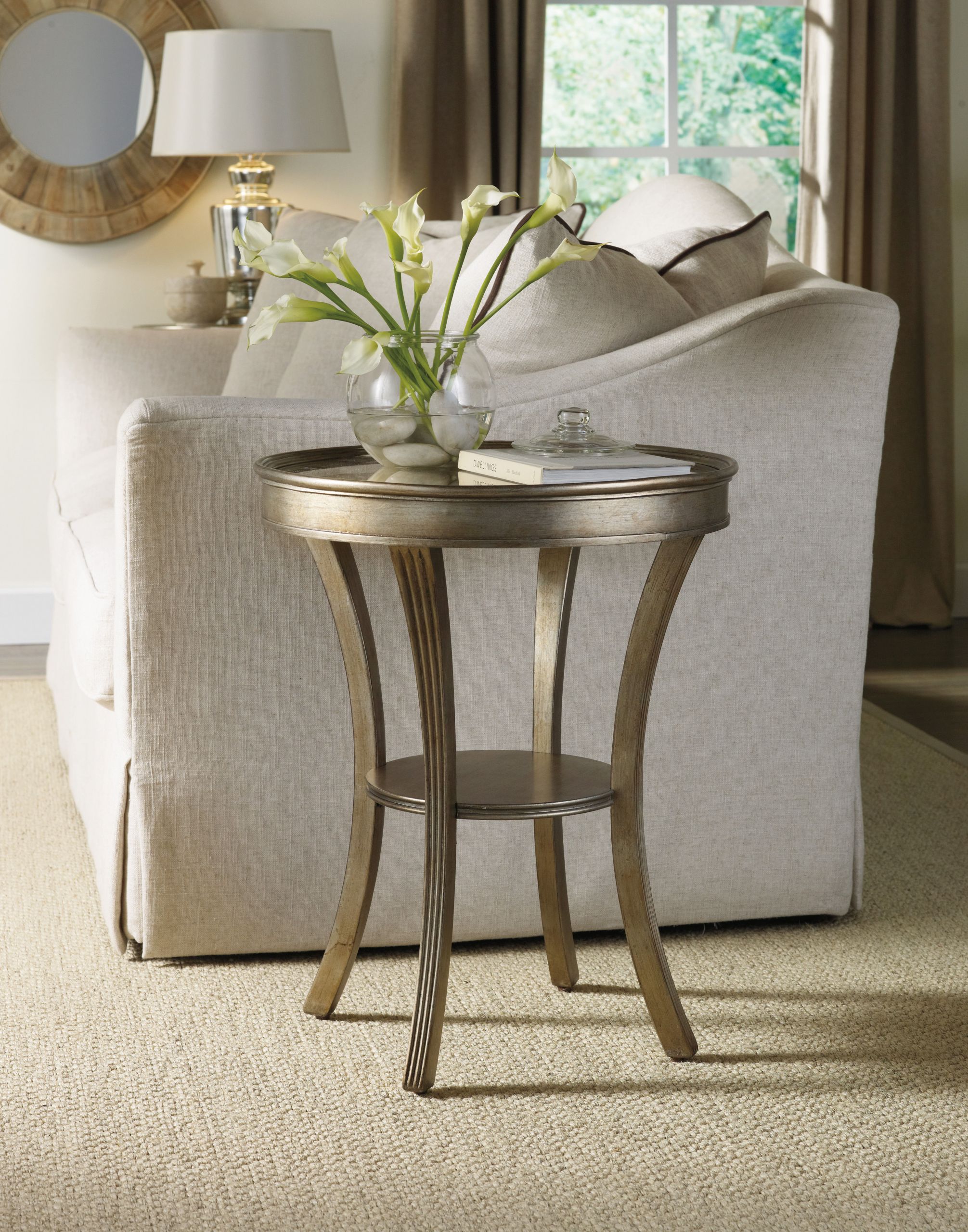 Accent Living Room Tables
 Hooker Furniture Living Room Sanctuary Round Mirrored
