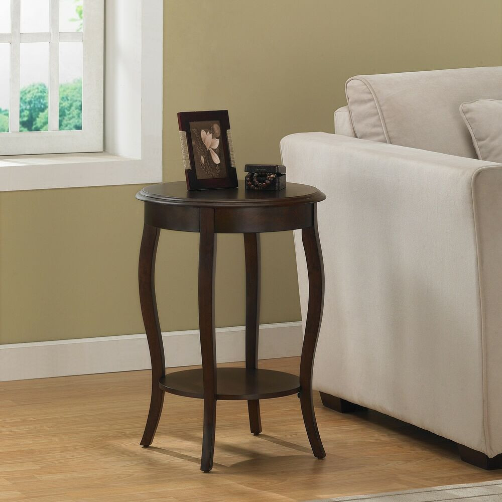 Accent Living Room Tables
 Round Accent Table Modern Side Sofa Walnut Display Storage