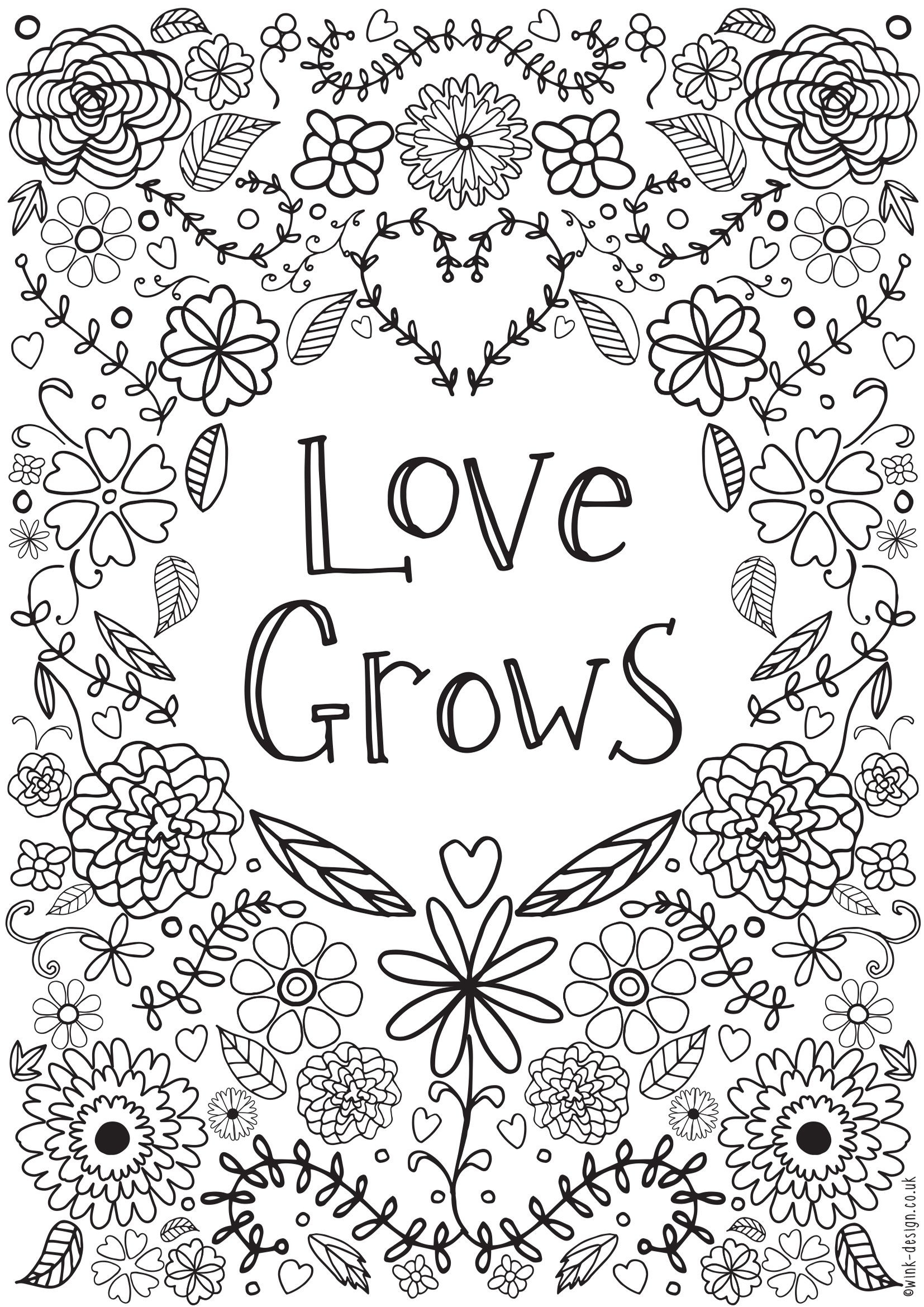 Adult Coloring Pages Free Printable
 love grows colouring