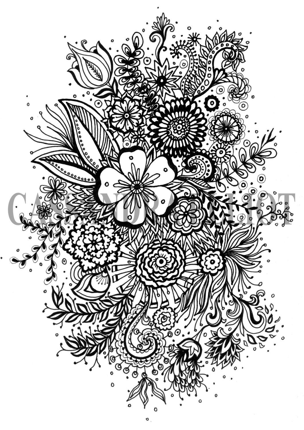 Adult Coloring Pages Free Printable
 Printable Adult Colouring Page Digital Download Print Flower