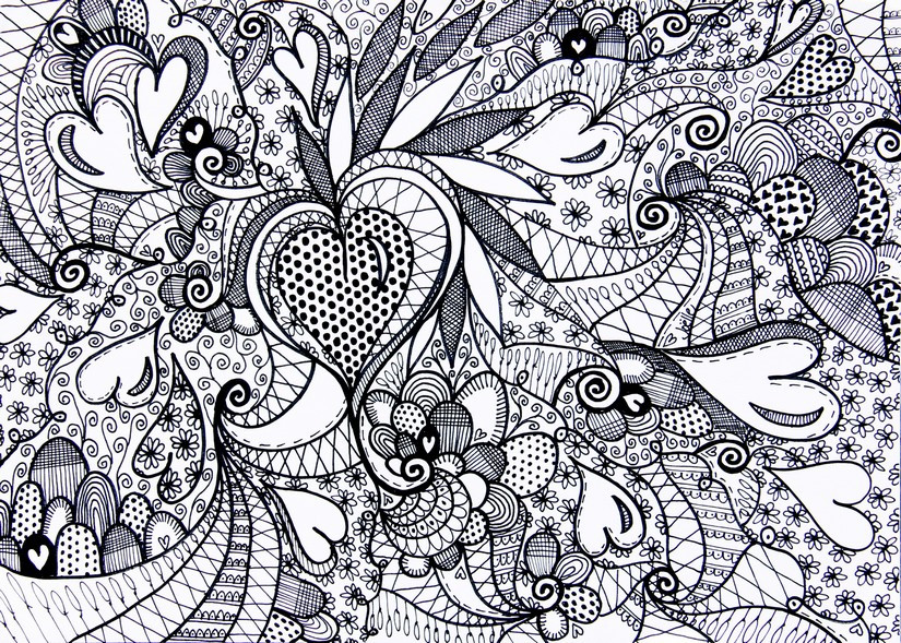 Adult Coloring Pages Heart
 Art Therapy coloring page Love Hearts 1