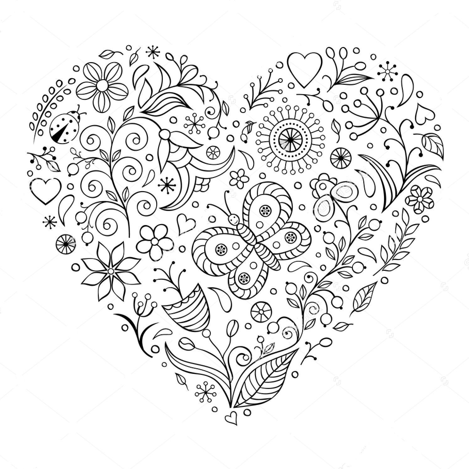 Adult Coloring Pages Heart
 Heart zentangle coloring page