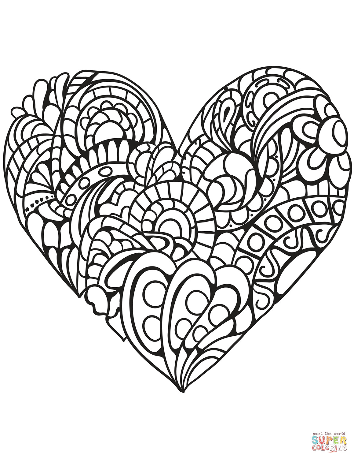 Adult Coloring Pages Heart
 Zentangle Heart coloring page