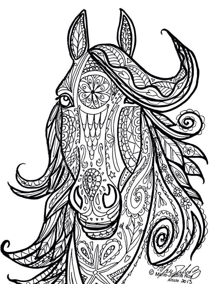 Adult Coloring Pages Horses
 Horse Tribal Head Art by Marie Justine Roy
