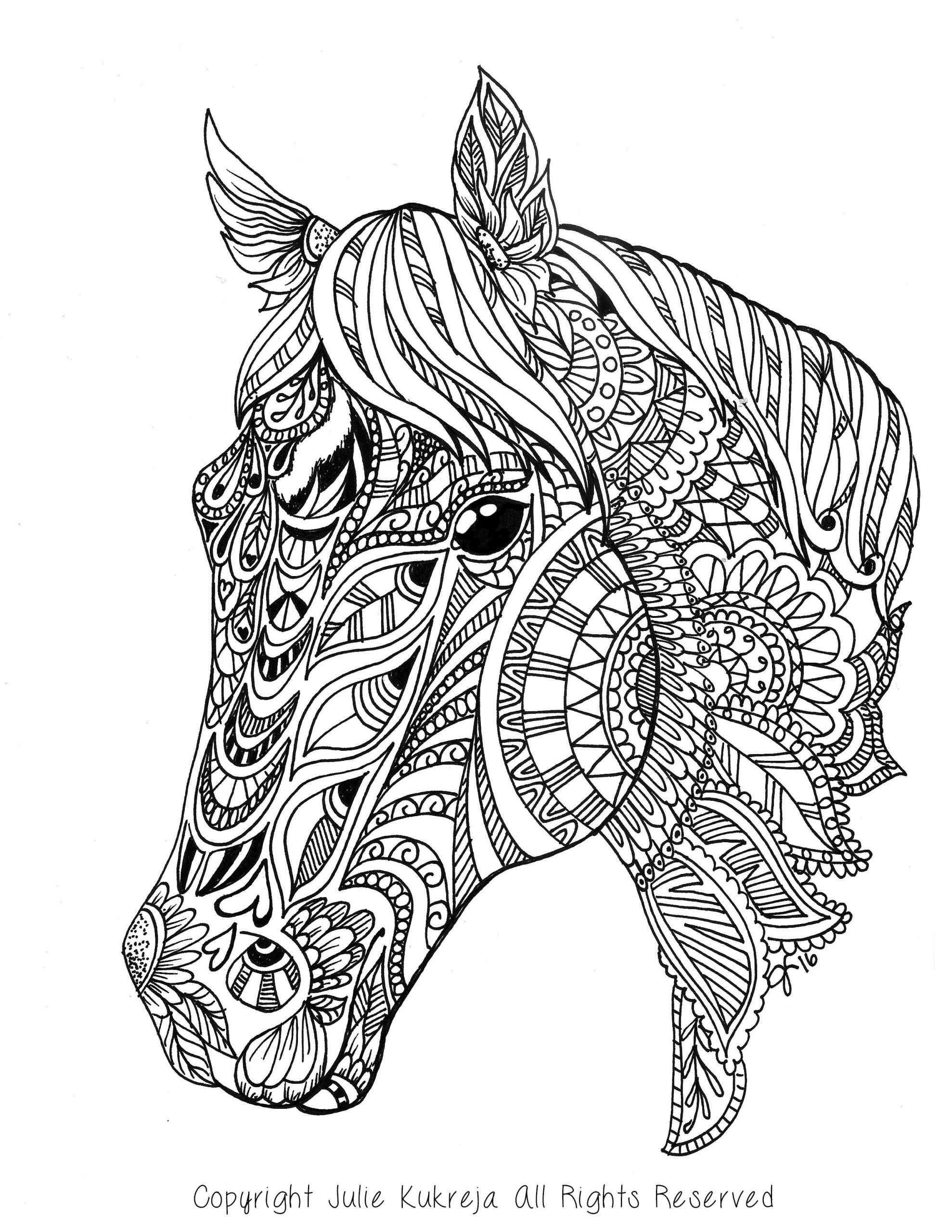 Adult Coloring Pages Horses
 Custom Pet Portrait horse adult coloring book style by