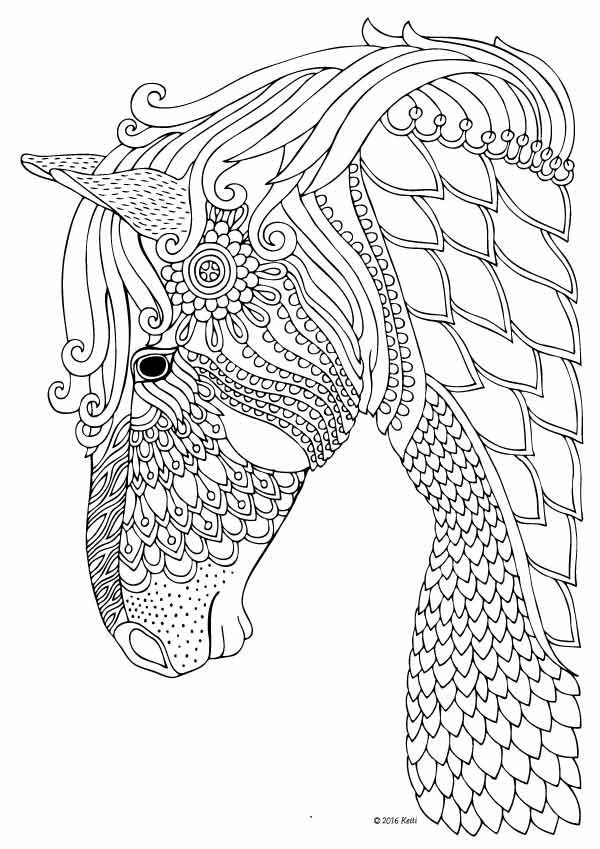 Adult Coloring Pages Horses
 Horse coloring page for adults illustration by Keiti