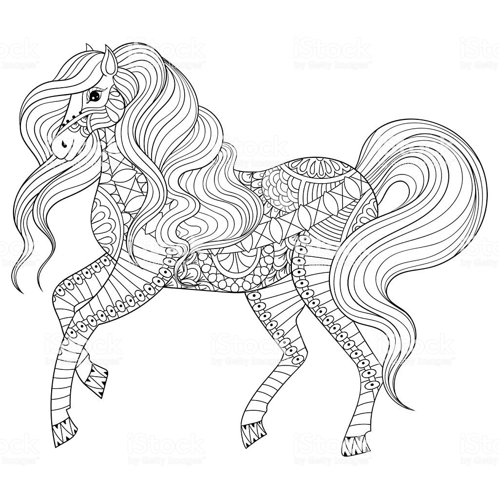 Adult Coloring Pages Horses
 Hand Drawn Horse For Adult Coloring Page Art Therapy Stock