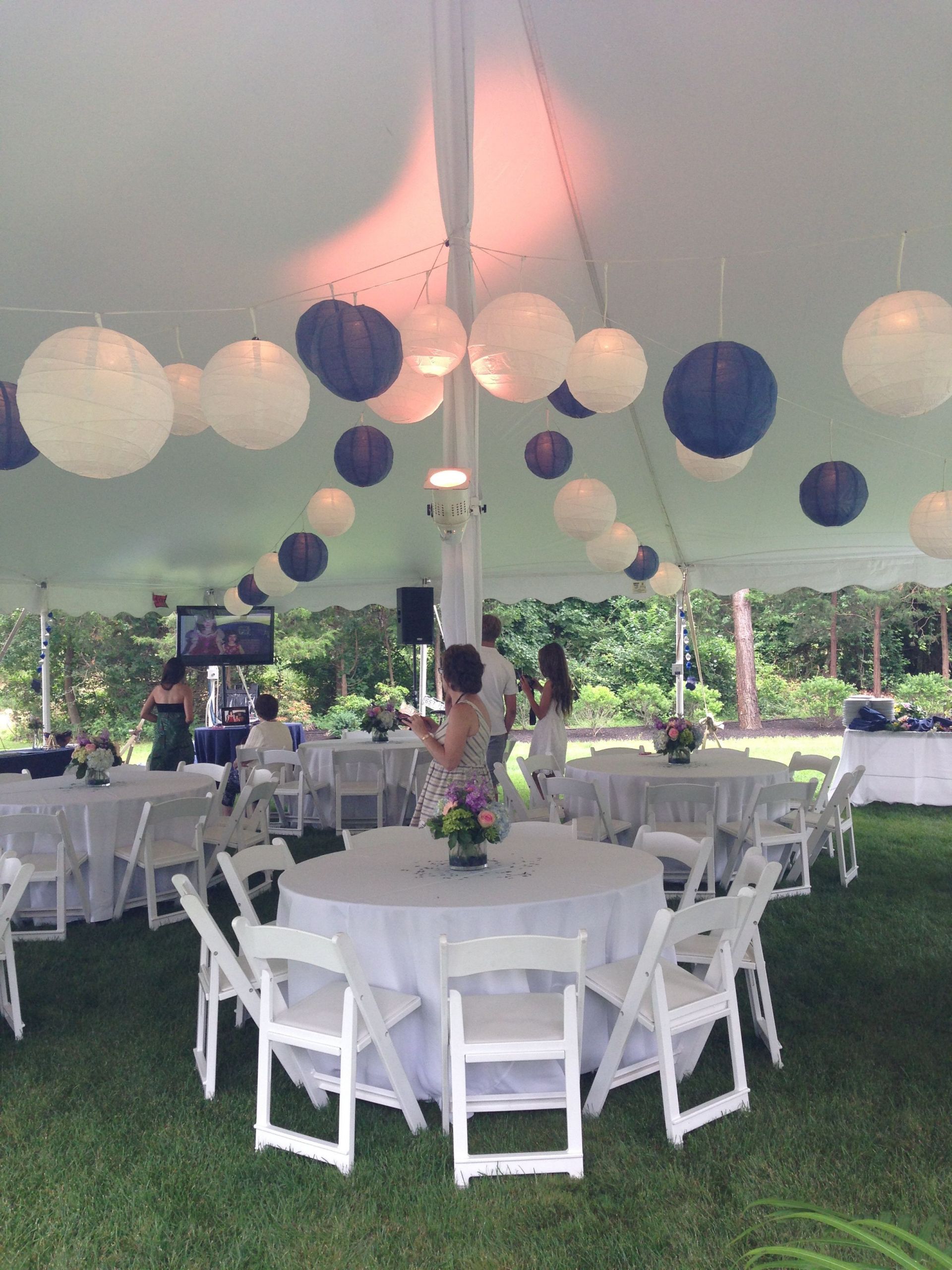 After Graduation Party Ideas
 Tented blue and white graduation party