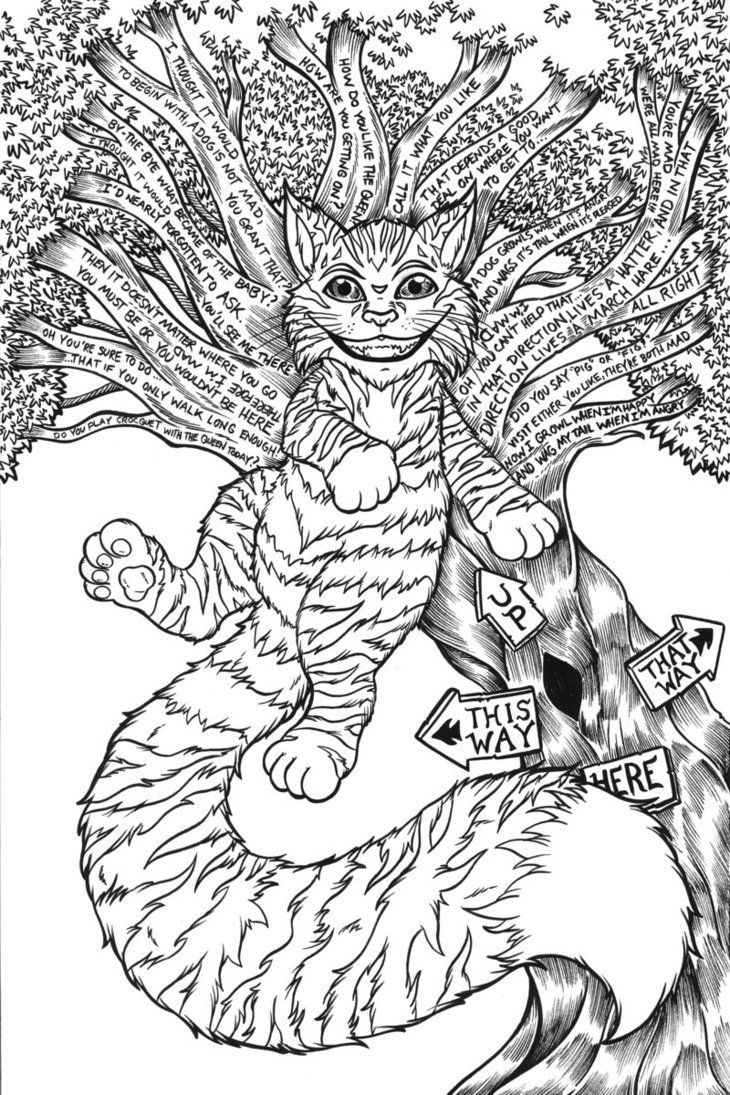 Alice In Wonderland Adult Coloring Book
 Cheshire Cat Original Linework by TheRealJoshLyman