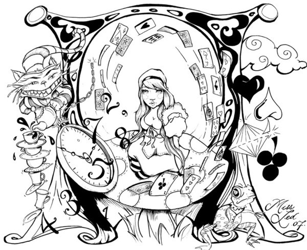 Alice In Wonderland Adult Coloring Book
 50 Trippy Coloring Pages