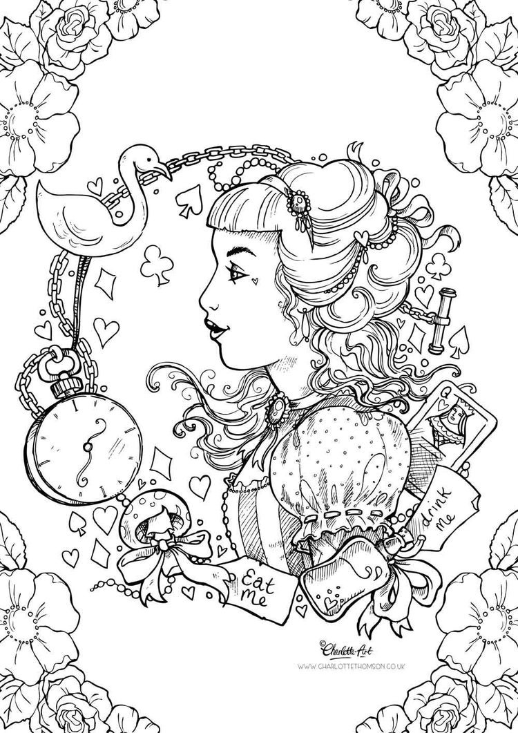 Alice In Wonderland Adult Coloring Book
 Adult Colouring Page Alice in Wonderland by