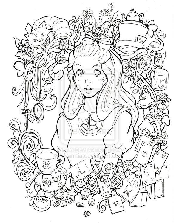 Alice In Wonderland Adult Coloring Book
 196 best images about Favorite coloring pages on Pinterest