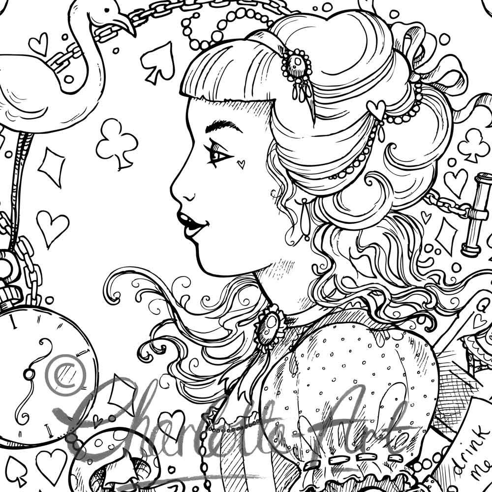 Alice In Wonderland Adult Coloring Book
 Adult Colouring Page Alice in Wonderland Gothic Lolita Kawaii