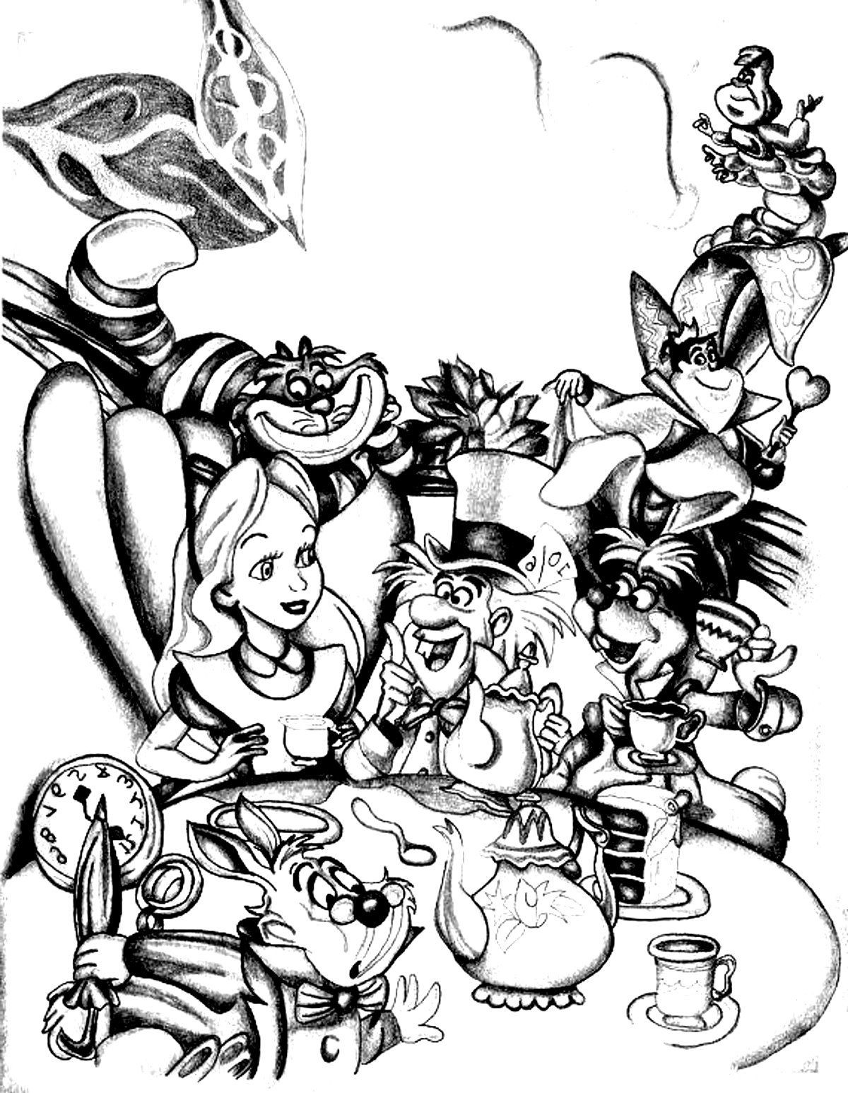 Alice In Wonderland Adult Coloring Book
 Free coloring page coloring adult disney drawing alice in