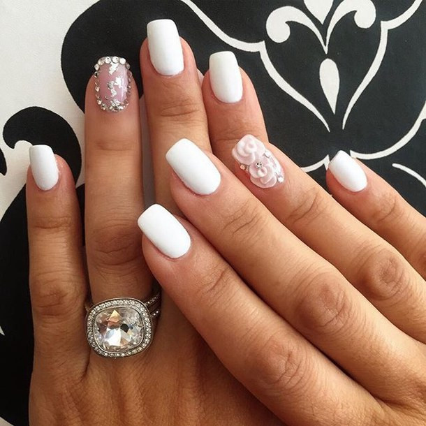 All White Nail Designs
 all white cute elegant nail designs nails pretty