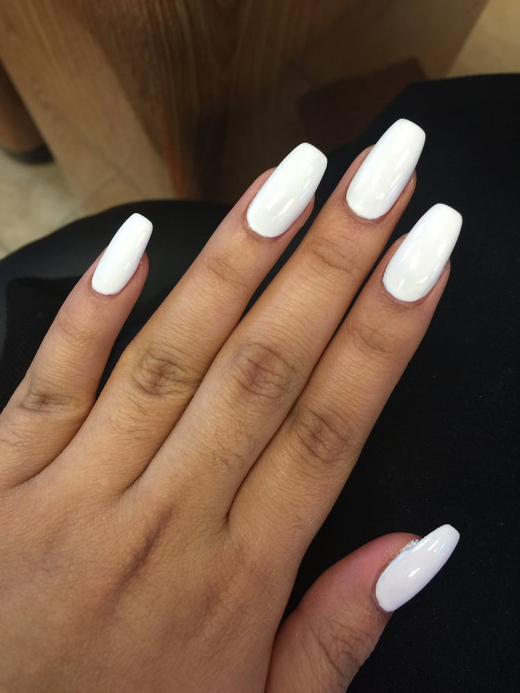 All White Nail Designs
 White acrylics by Cici Yelp