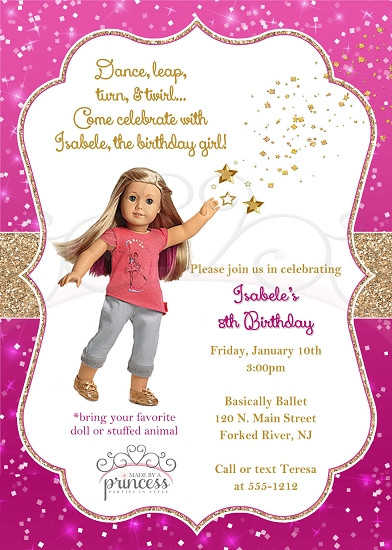 American Girl Birthday Party Invitations
 American Girl Isabelle Birthday Party Invitation