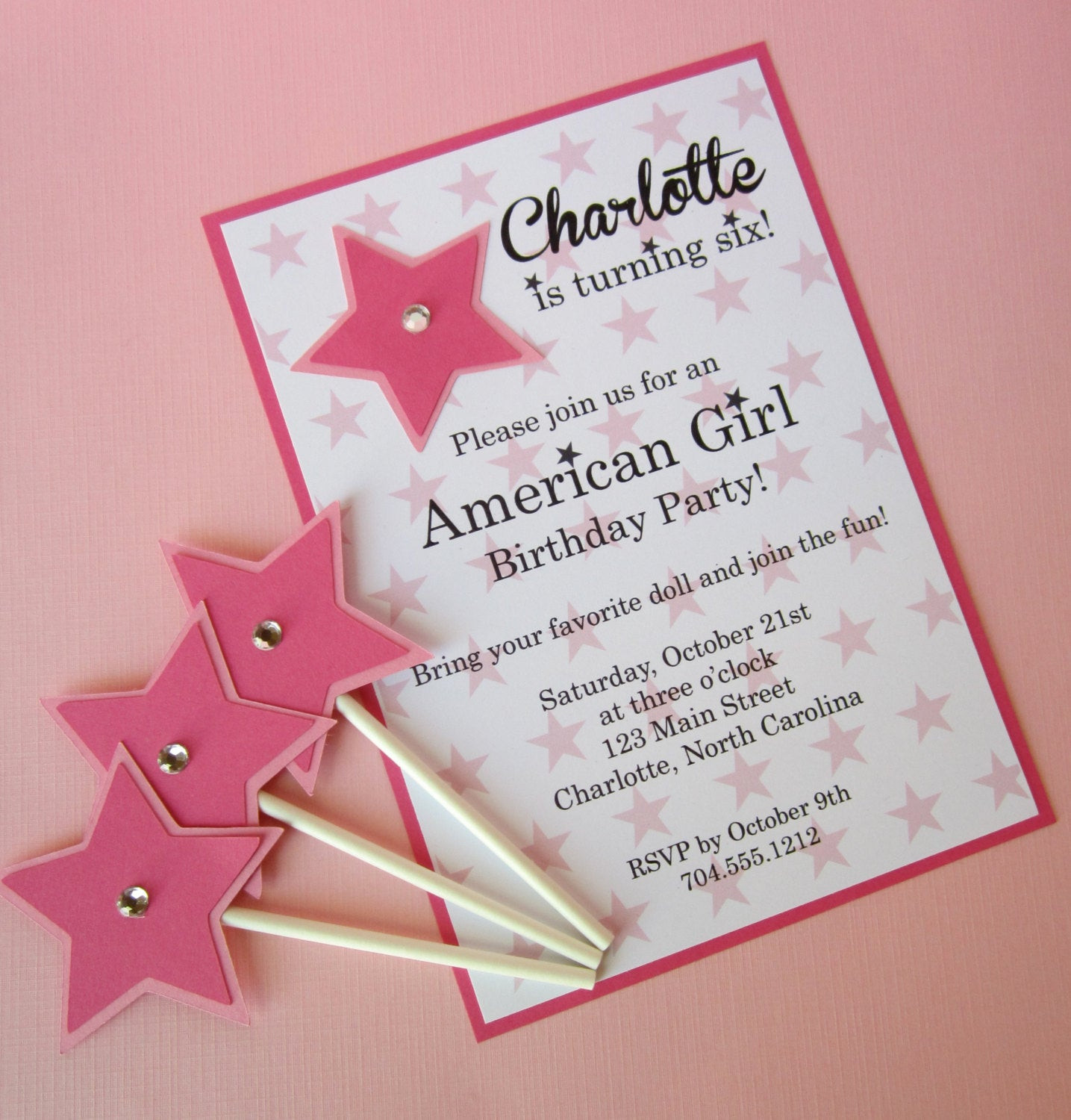 American Girl Birthday Party Invitations
 American Girl Inspired Invitation Girl Birthday by