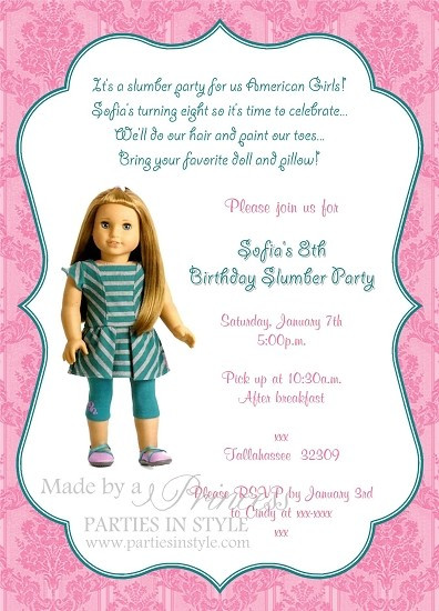 American Girl Birthday Party Invitations
 American Girl Birthday Invitation McKenna Birthday Party