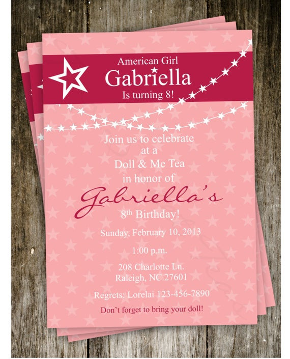 American Girl Birthday Party Invitations
 American Girl Doll Birthday Party Invitation Digital by