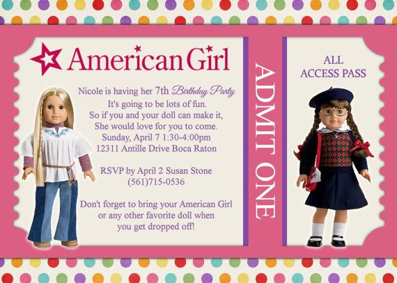 American Girl Birthday Party Invitations
 American Girl Dolls Birthday Party Invitations — FREE