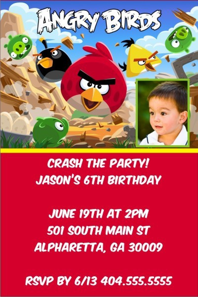 Angry Birds Birthday Party 6
 Angry Birds Party Invitation Personalized Party Invites