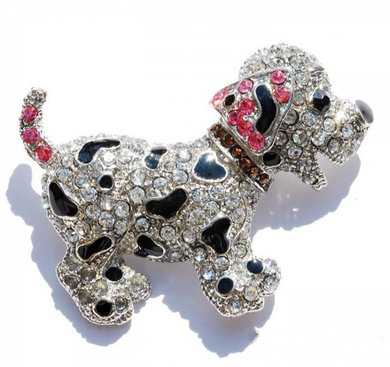 Animal Brooches Animal brooch pins cute black dog silver plated large
