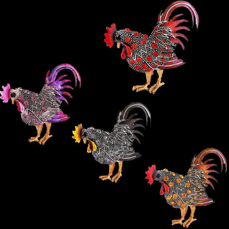 Animal Brooches Fashion Retro Rooster Animal Brooch Pins Silver Plated