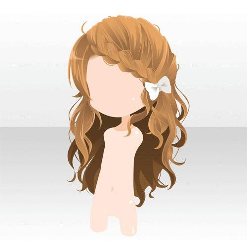 Anime Braid Hairstyle
 Anime hair side braid with white bow Anime hair