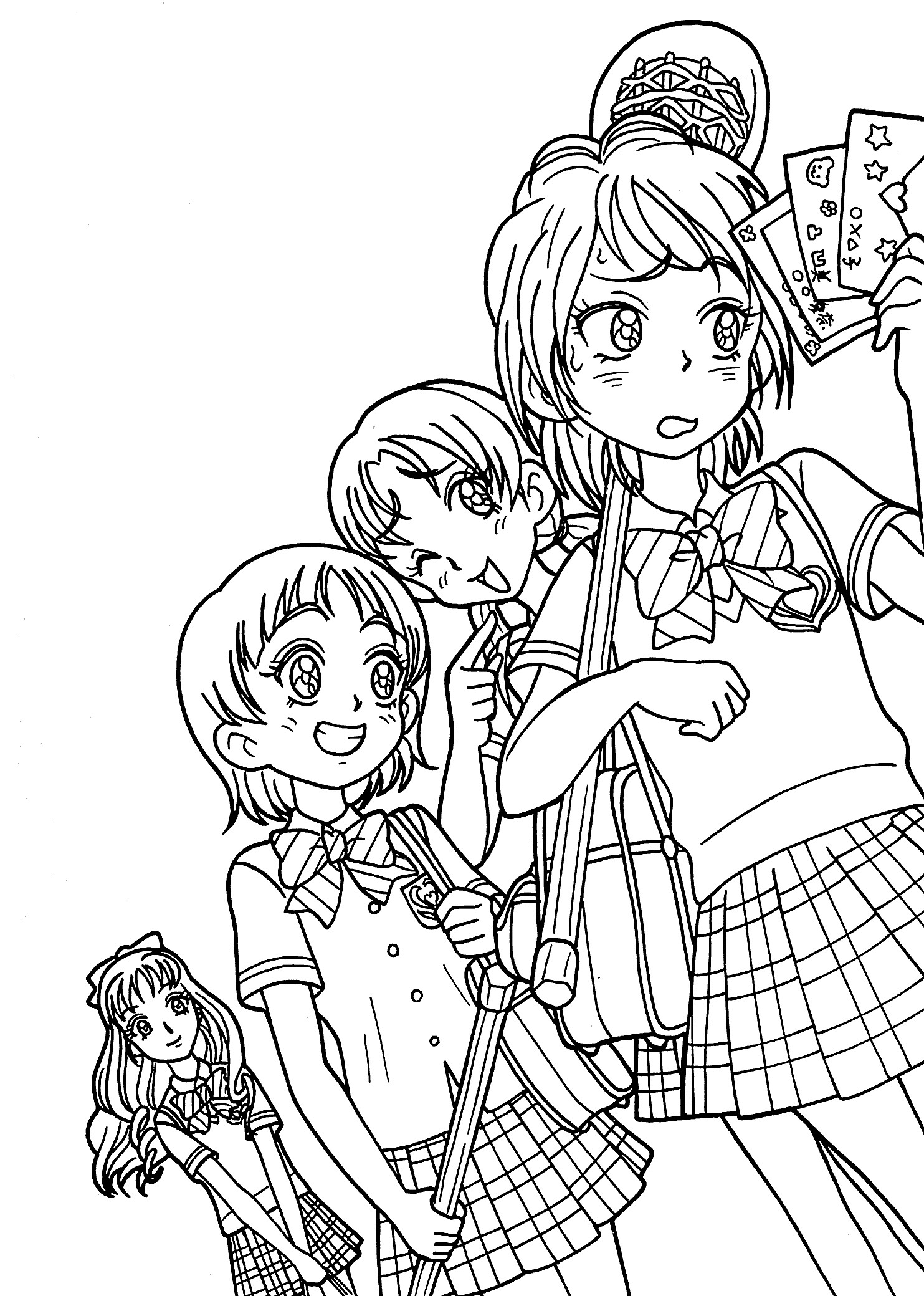 Anime Coloring Pages For Girls
 Anime Girls Group Coloring Page Coloring Home