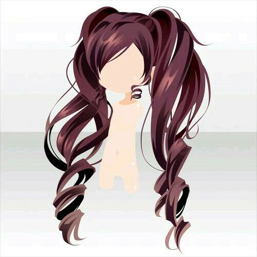 Anime Girl Pigtail Hairstyle
 Lightly Brown curly long pigtails