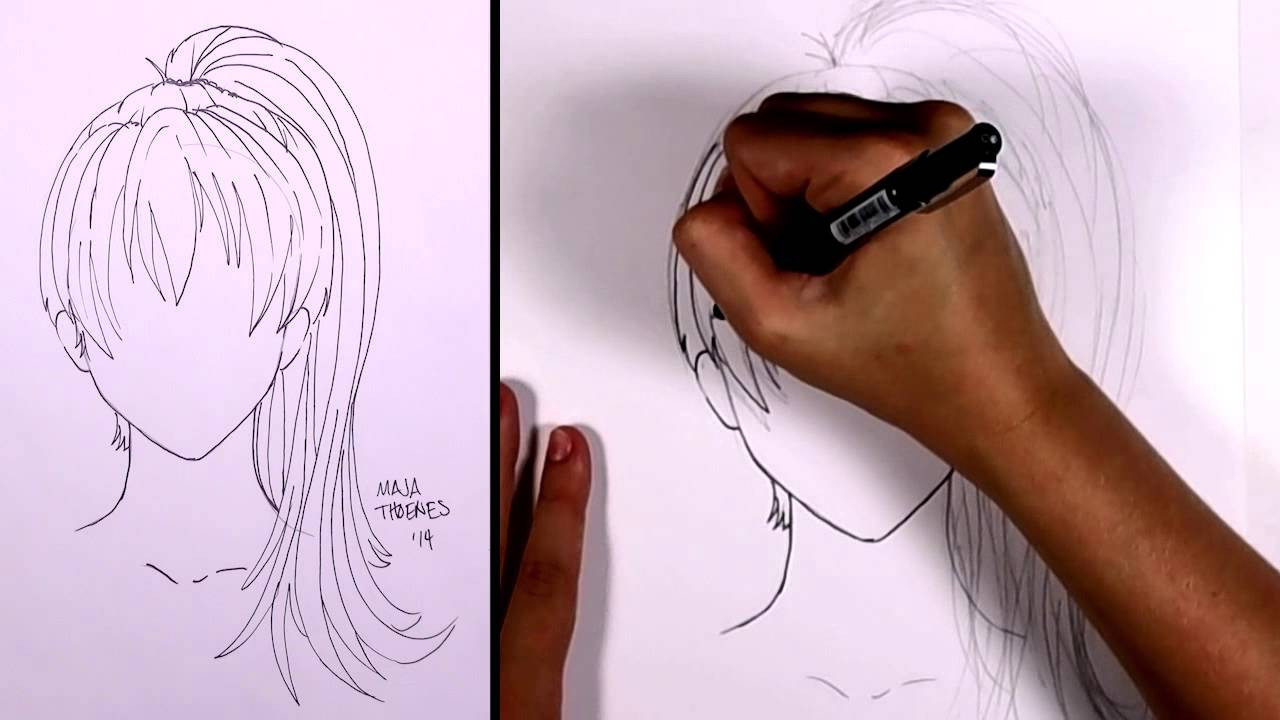 Anime Ponytail Hairstyles
 How to draw manga hair Ponytail girl