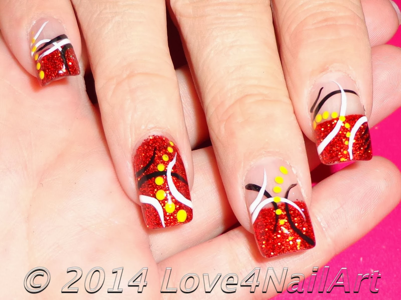 Arizona Cardinals Nail Designs
 Love4NailArt Arizona Cardinal Football Themed Acrylic Nails