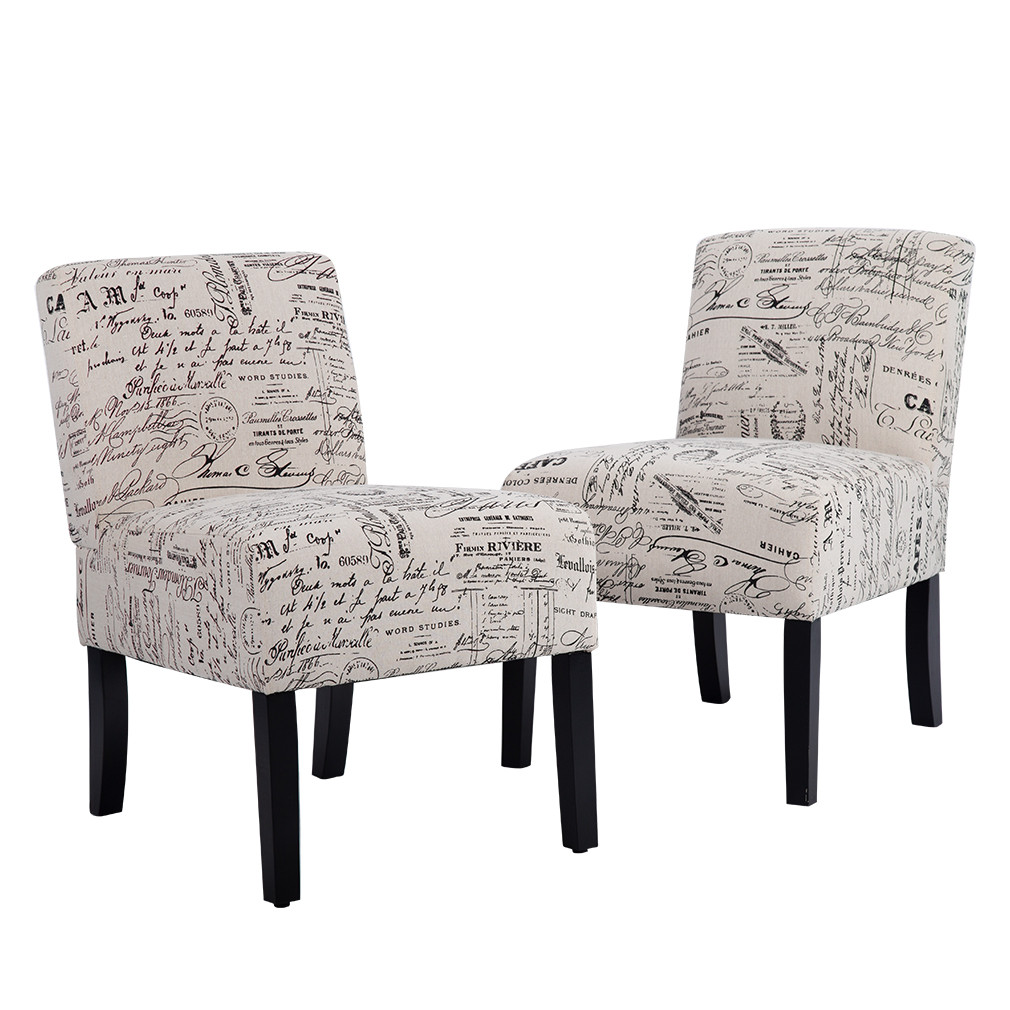 Armless Living Room Chairs
 Accent Chair Sofa Club Side Upholstered Letter Print