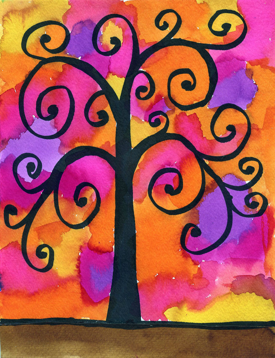 Art Project For Kids
 Klimt Watercolor Tree